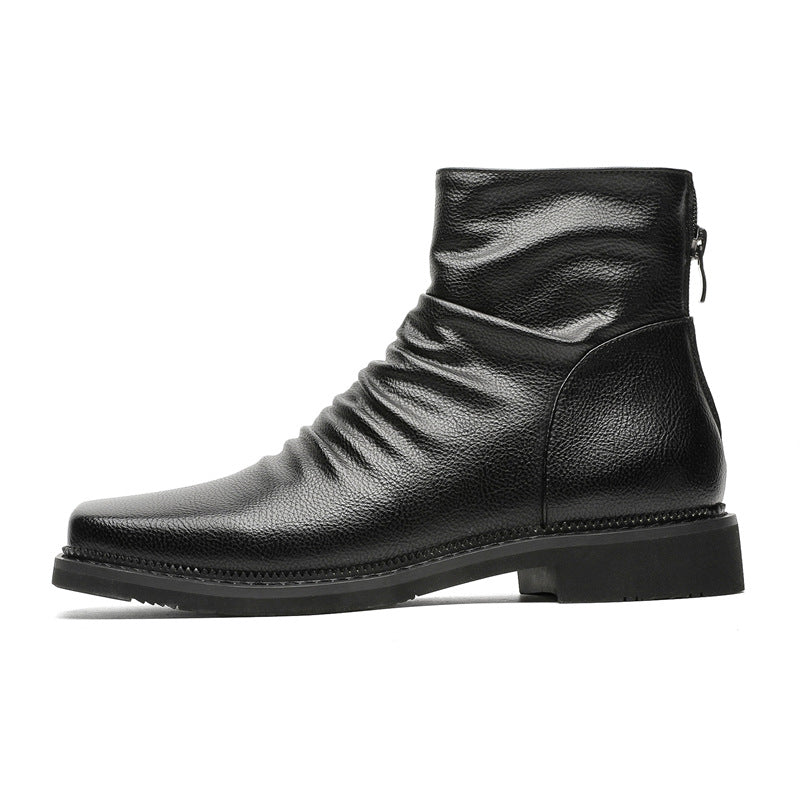 Men's ankle boots, British style, zipper at the back