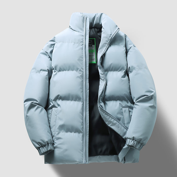 Padded men's sports jacket with stand-up collar