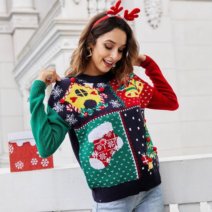 Christmas knit sweater with snowflake pattern
