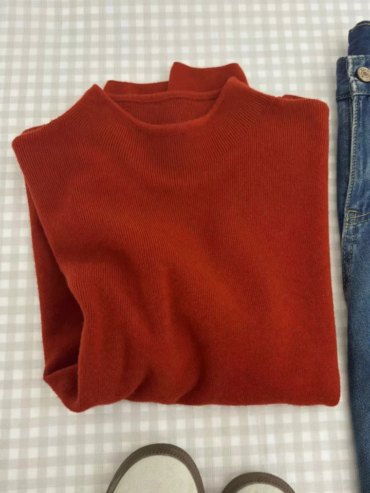 Women’s knit sweater with stand-up collar