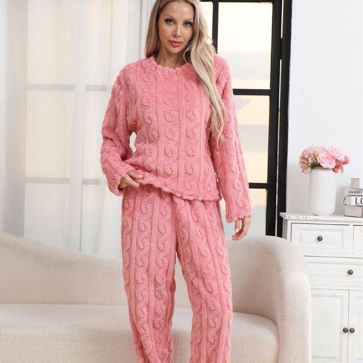 Women's flannel pajamas set, simple and modern
