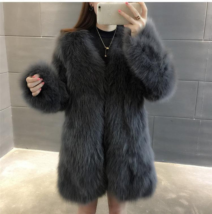 Women's winter coat, faux fur, medium length