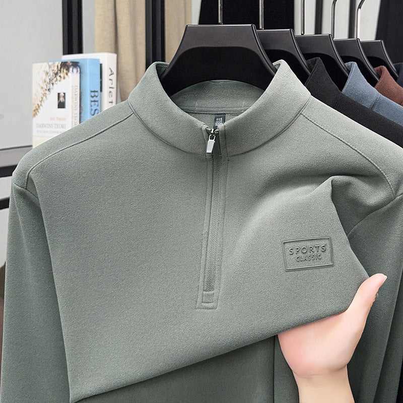 Men's sweatshirt with zipper and stand-up collar