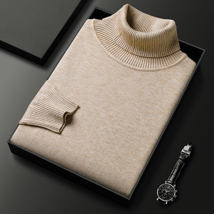 Men's turtleneck sweater, solid color, thick and loose