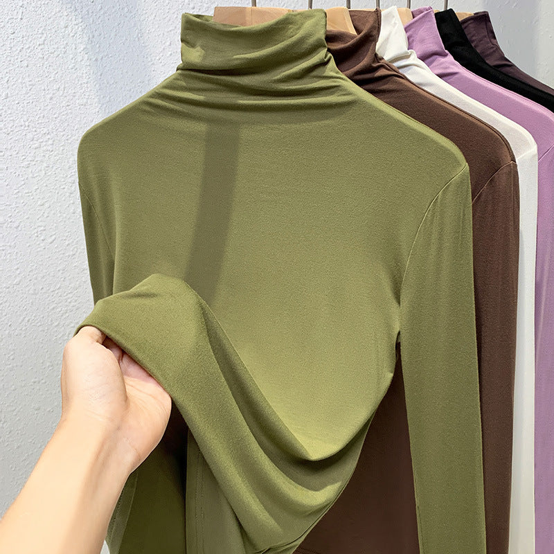 Women’s Long Sleeve Turtleneck Shirt, Ribbed and Elastic