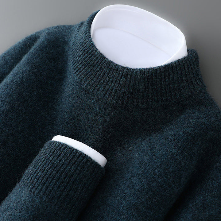 Men's pullover with stand-up collar made of 100% wool