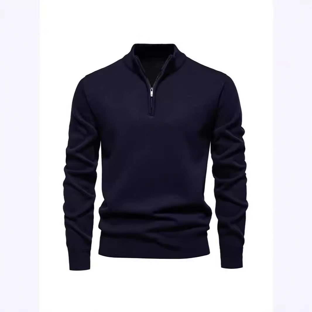 Slimmer knit sweater with stand-up collar and zipper