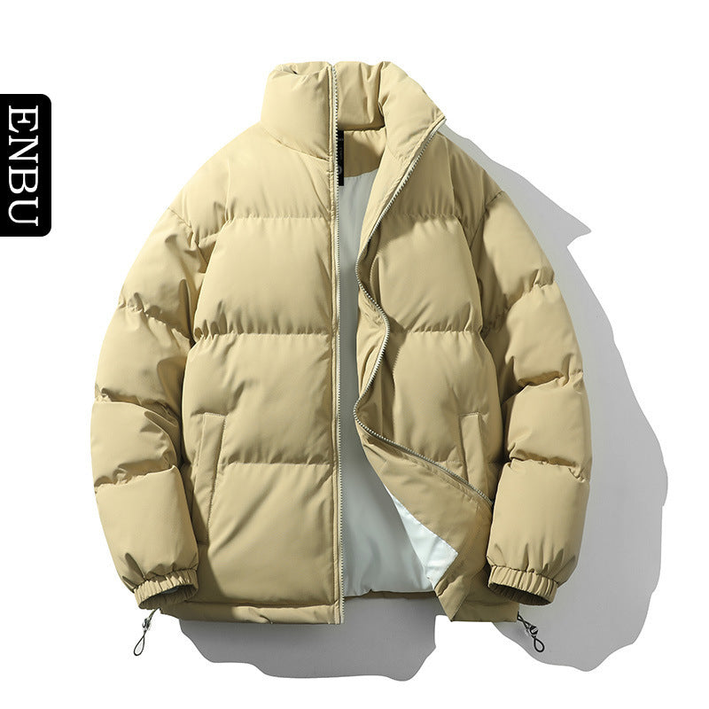 Padded men's quilted jacket with stand-up collar