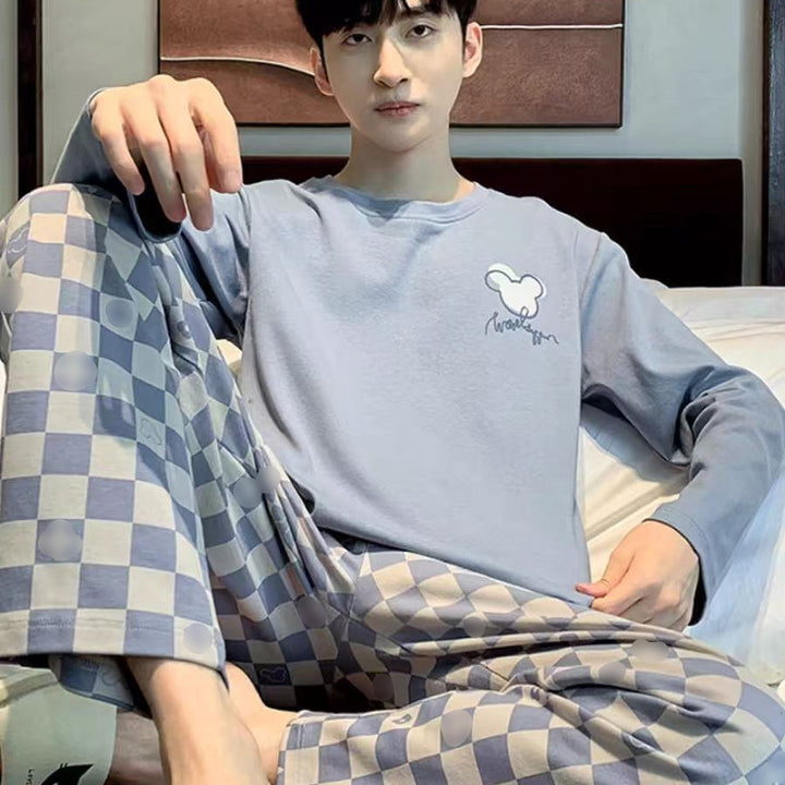 Men's Pajama Set, Long Sleeve, Loose Fit