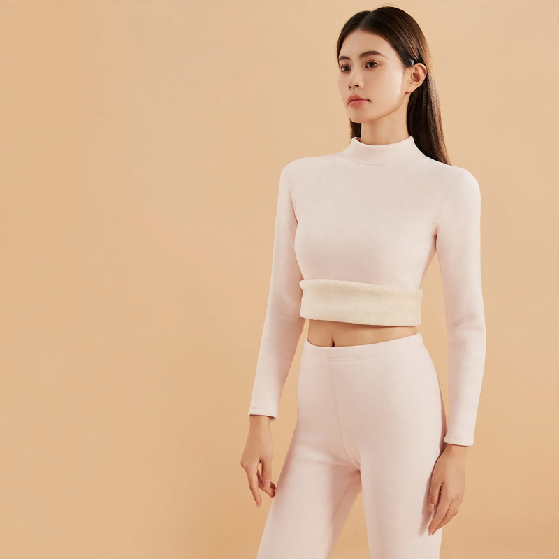 Women's Thermal Underwear Set with Stand-Up Collar