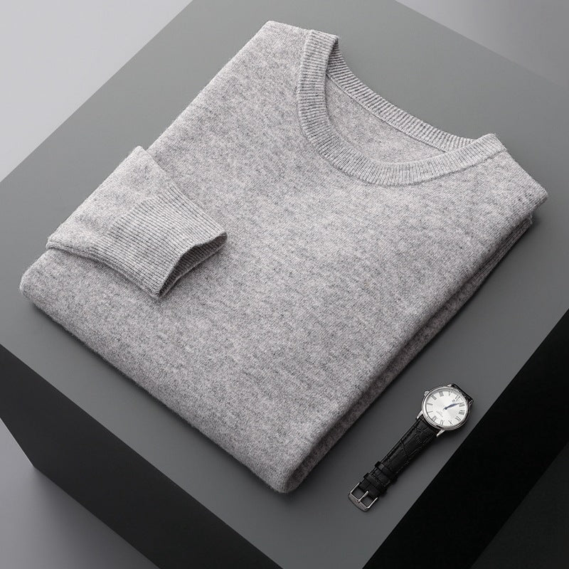 Men's cashmere sweater, crew neck, warm, 350g
