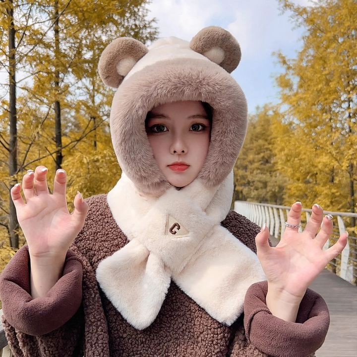 Cute bear set: hat and scarf in one