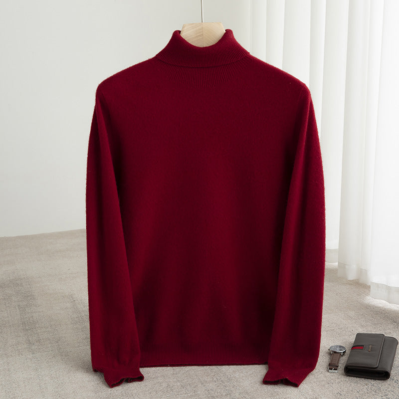 Men's turtleneck sweater made of 100% wool, seamless