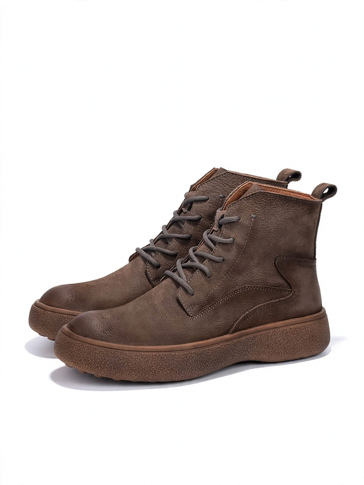 Men's leather boots, lined, classic