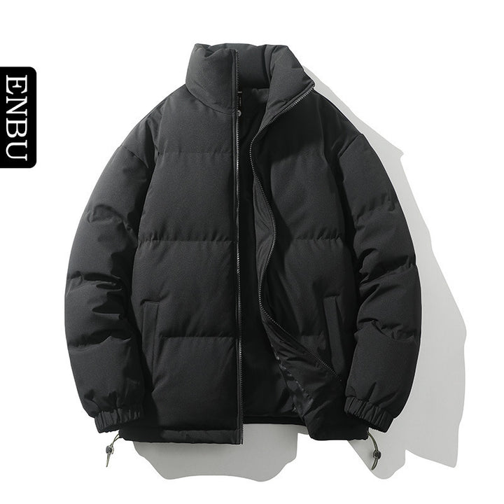 Padded men's quilted jacket with stand-up collar