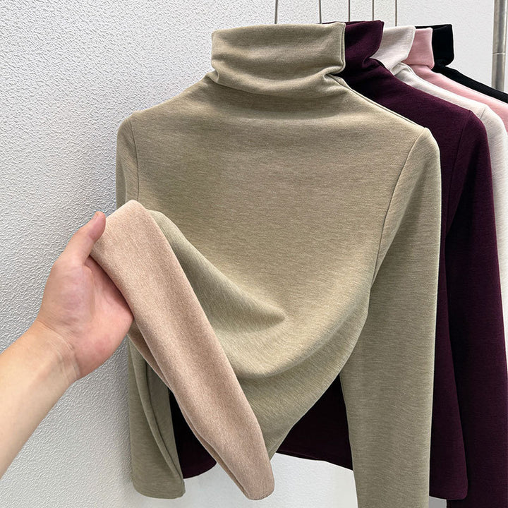 Wool blend turtleneck sweater with thermal lining