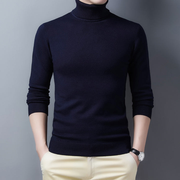 Men's cashmere sweater, half-high collar, warm