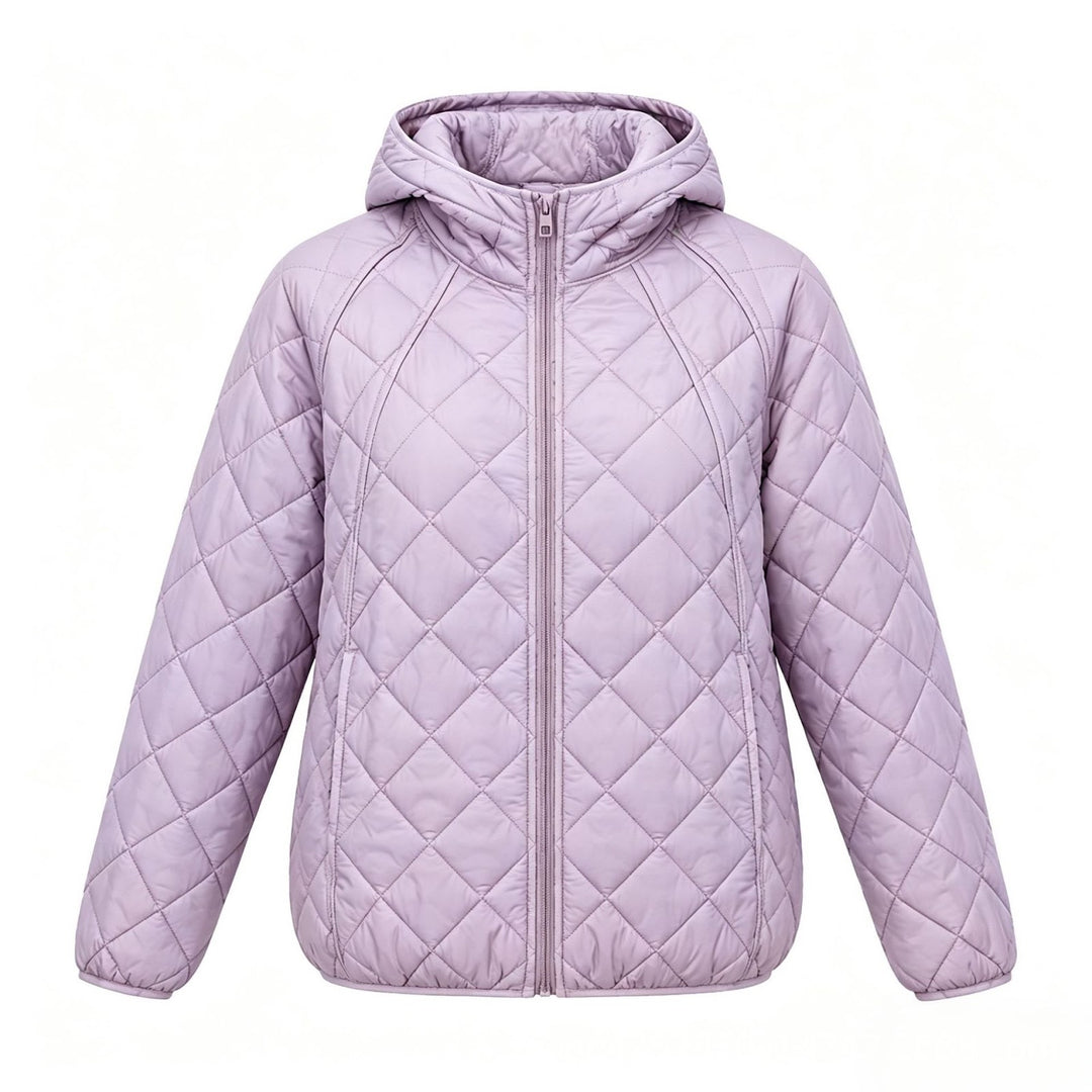 Light women's padded jacket with hood, loosely cut