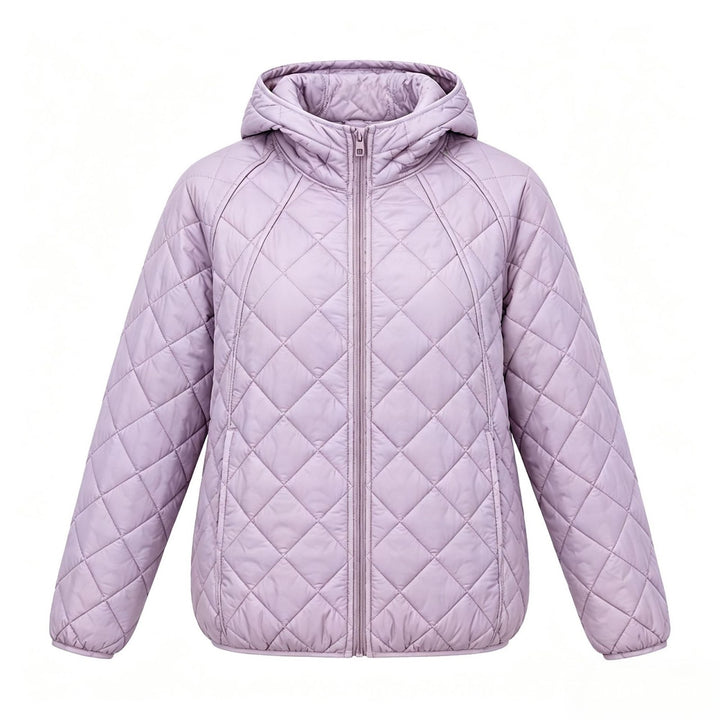 Light women's padded jacket with hood, loosely cut