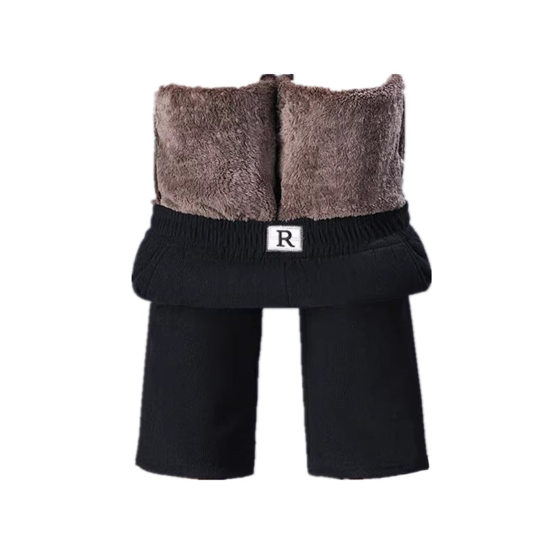 Padded corduroy wide pants for women, warm and straight