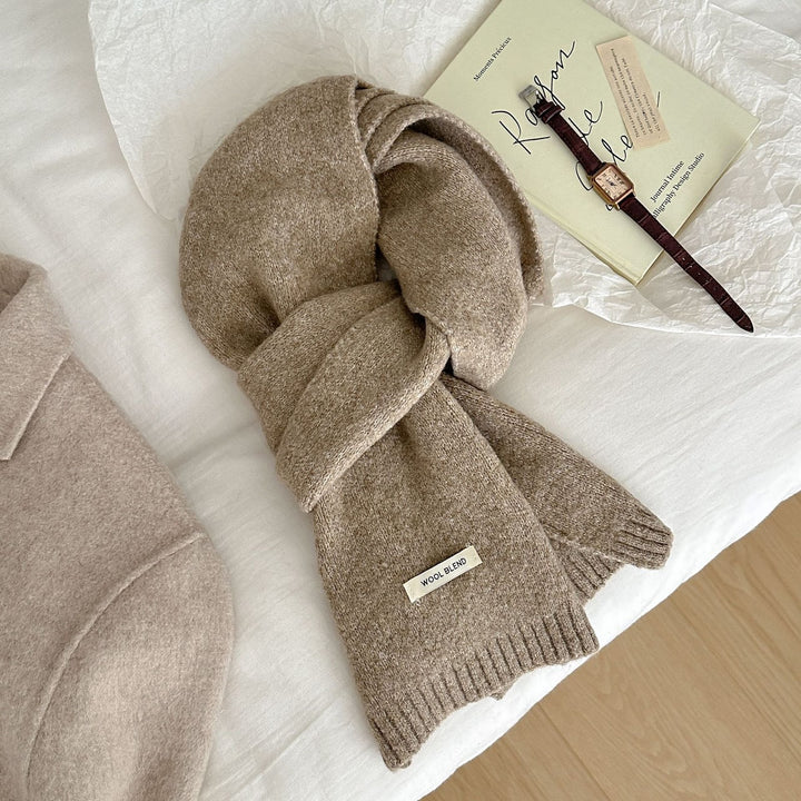 Knitted wool blend scarf, 160x20 cm