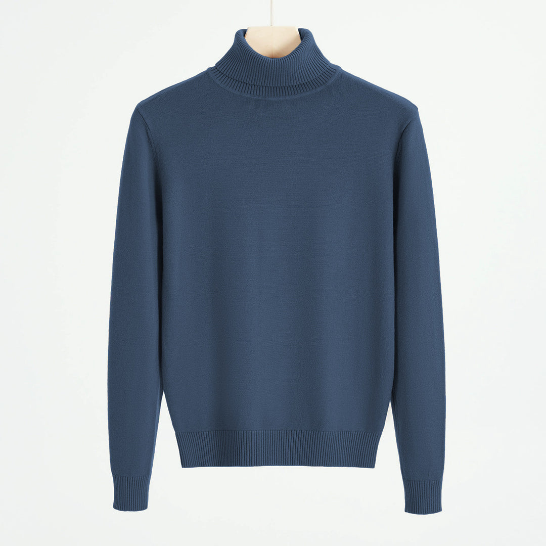 Men's knit sweater with turtleneck, warm