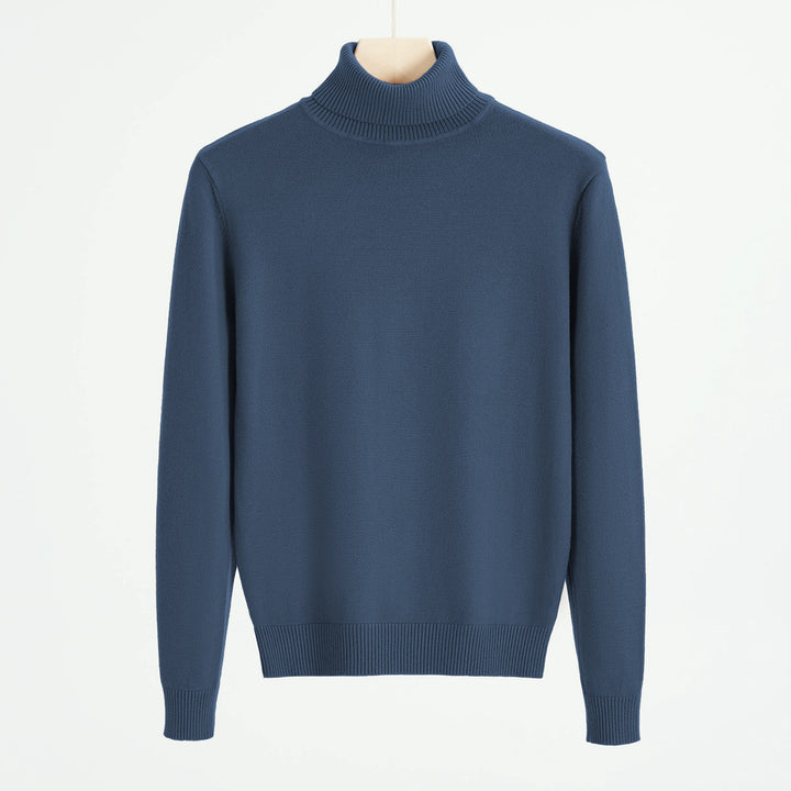 Men's knit sweater with turtleneck, warm
