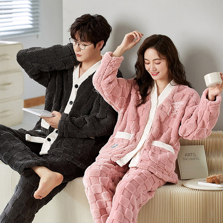Fluffy flannel loungewear for couples