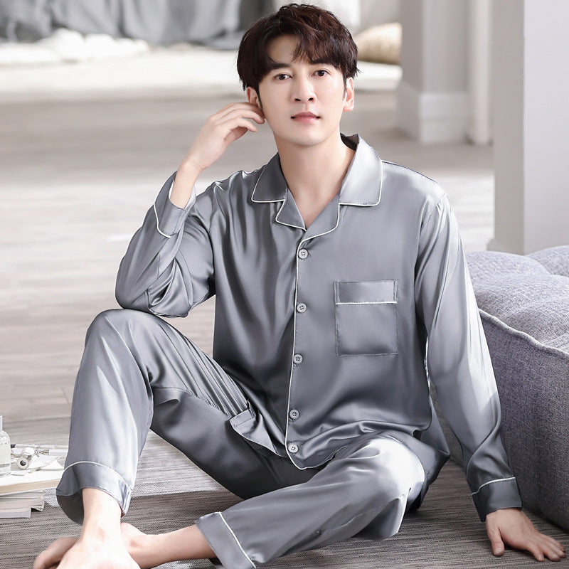 Light men's pajamas made of ice silk, breathable