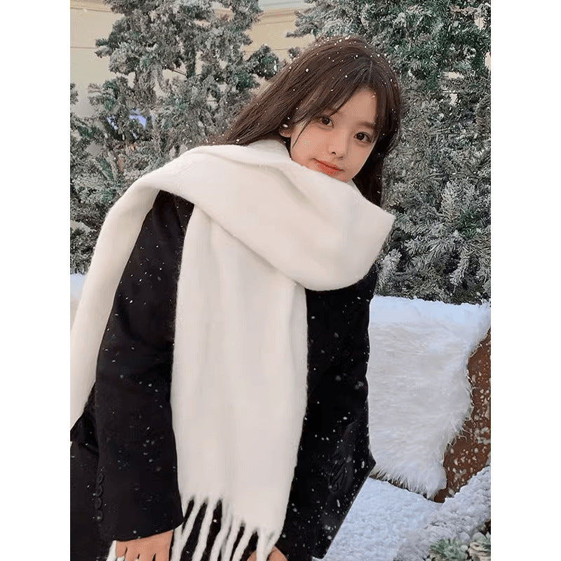 Thick mohair scarf in solid colors, 200 cm