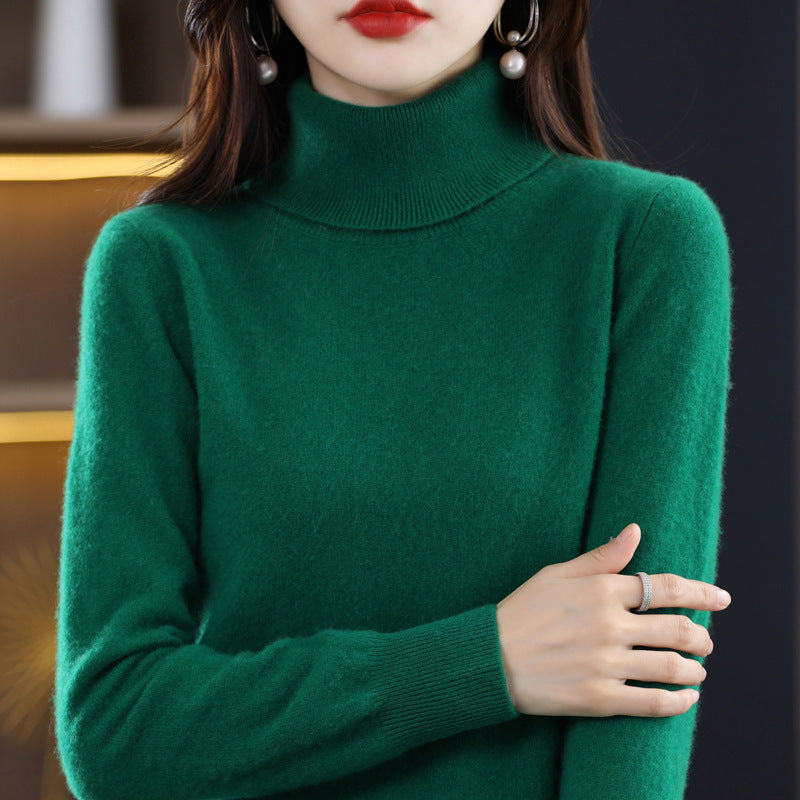 Elegant women's turtleneck sweater, knit, loose fit