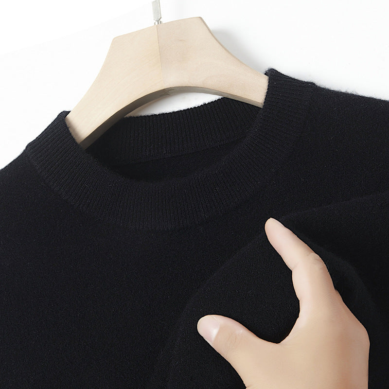 Men's cashmere sweater, crew neck, solid color