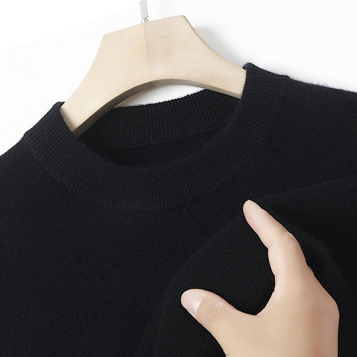 Men's cashmere sweater, crew neck, solid color