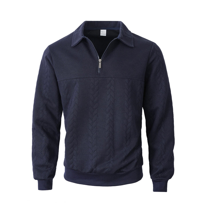 Men's sweatshirt with zipper and laydown collar