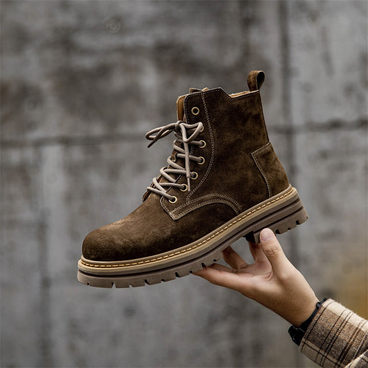 Men's boots, leather, side zipper