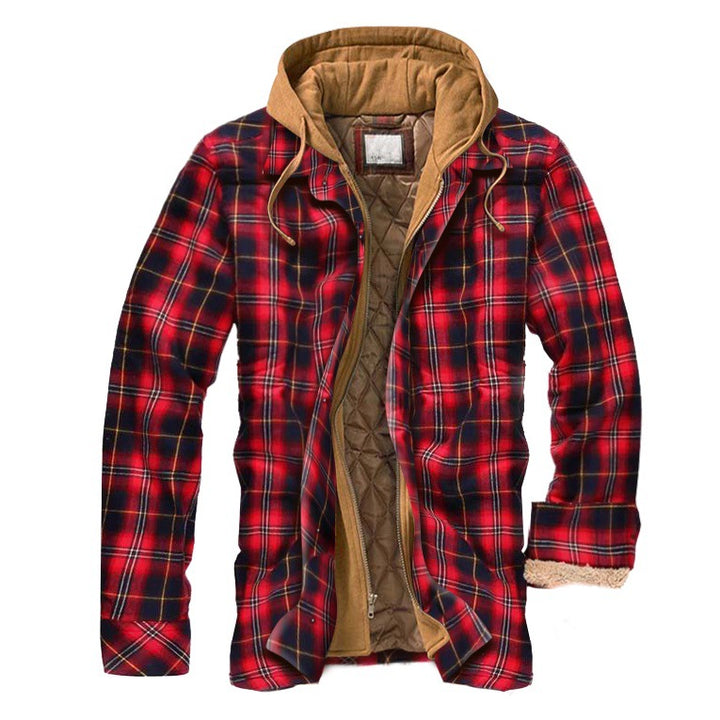 Men's hooded jacket, checked, padded