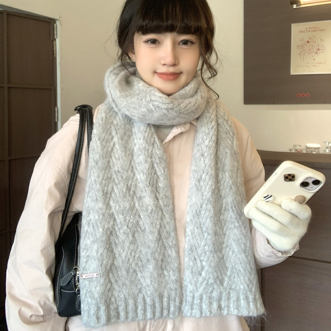 Alpaca wool knitted scarf, warm and soft, 24x165 cm