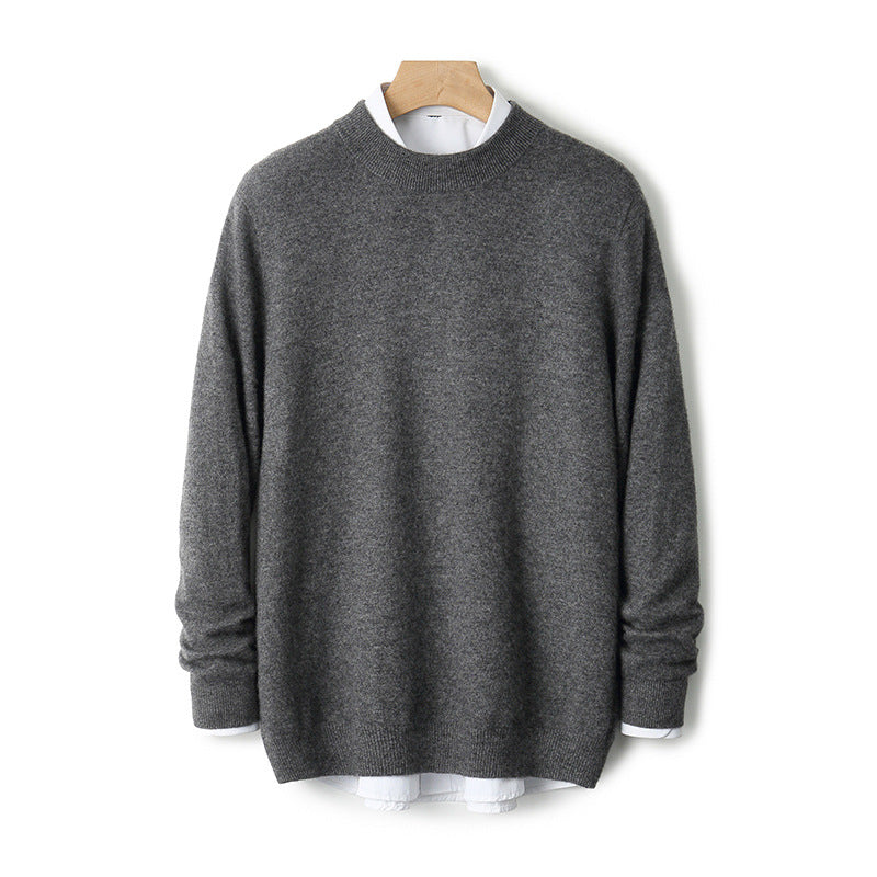 Men's wool sweater, thick, with stand-up collar