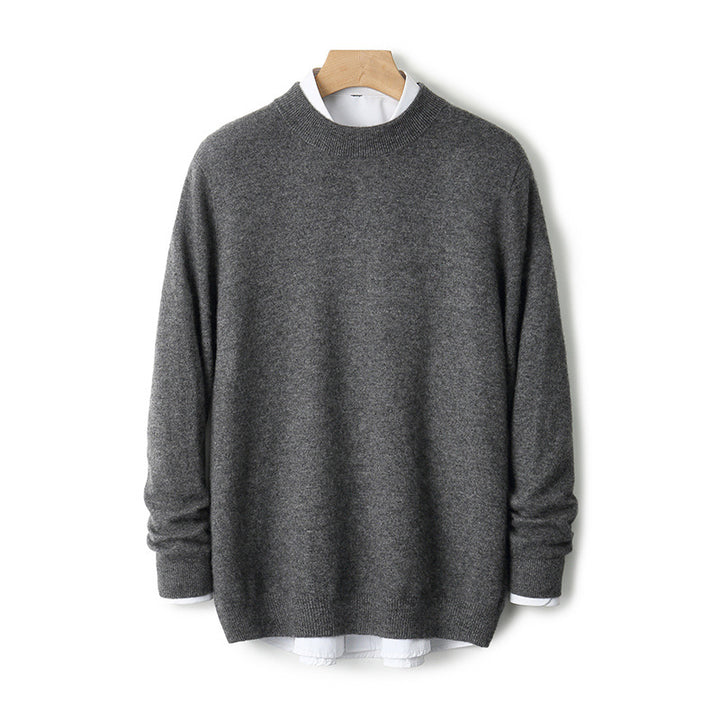 Men's wool sweater, thick, with stand-up collar