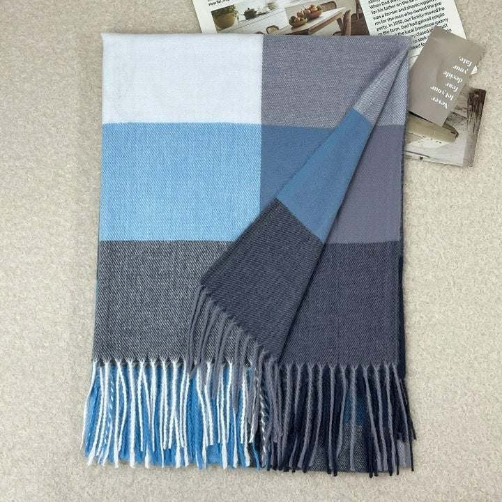 Checked scarf made of cashmere imitation, 65x180cm