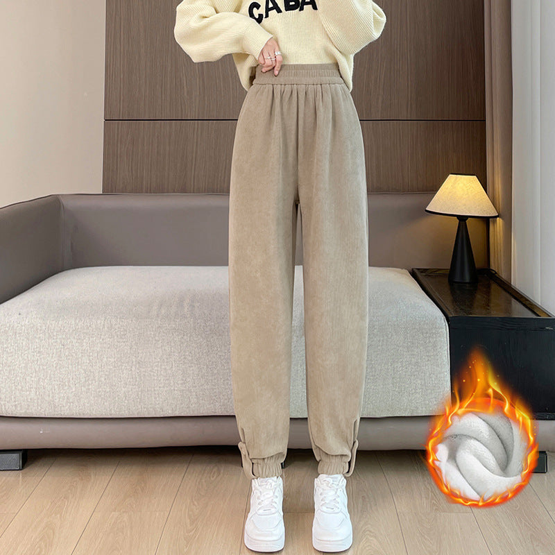 Padded cord jogger pants with cuffs