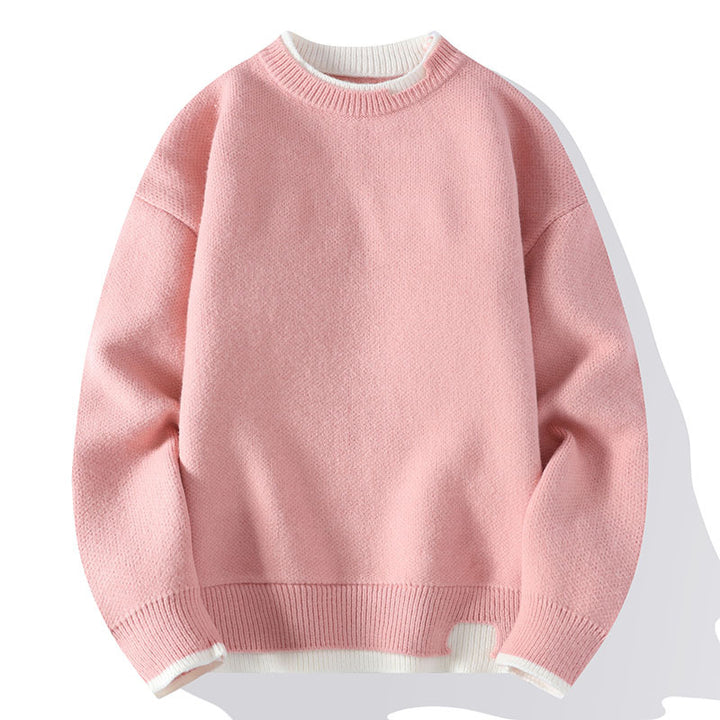 Men's knit sweater in fake layer look, stylish and comfortable
