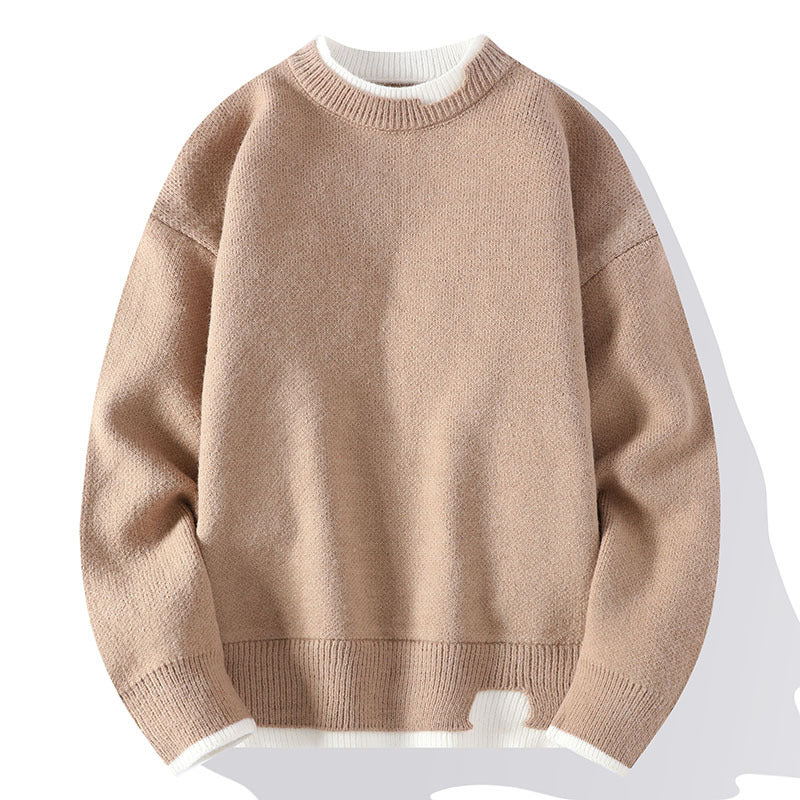 Men's knit sweater in fake layer look, stylish and comfortable