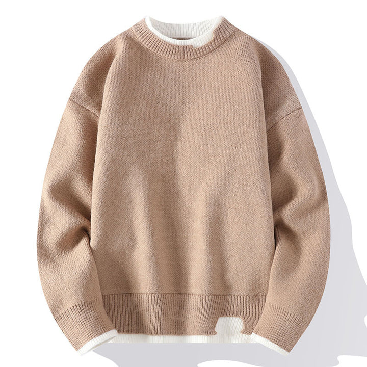 Men's knit sweater in fake layer look, stylish and comfortable