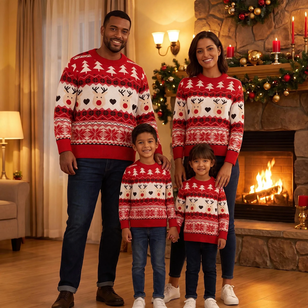 Unisex knitted sweater with Christmas jacquard pattern