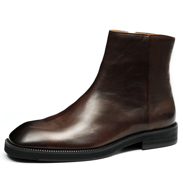 Men's Chelsea boots, cowhide leather, non-slip rubber sole