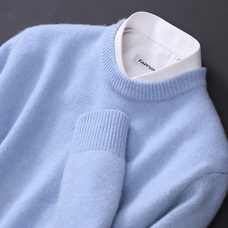 Men's Wool Sweater, Crew Neck, 100% Wool, Reinforced