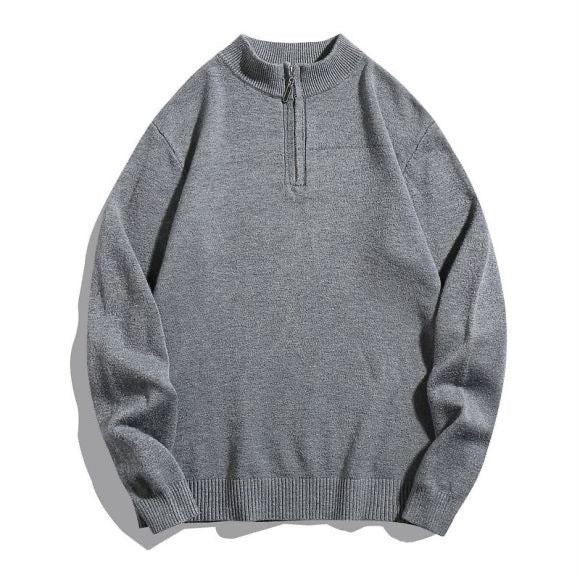 Men's knit sweater with half zipper
