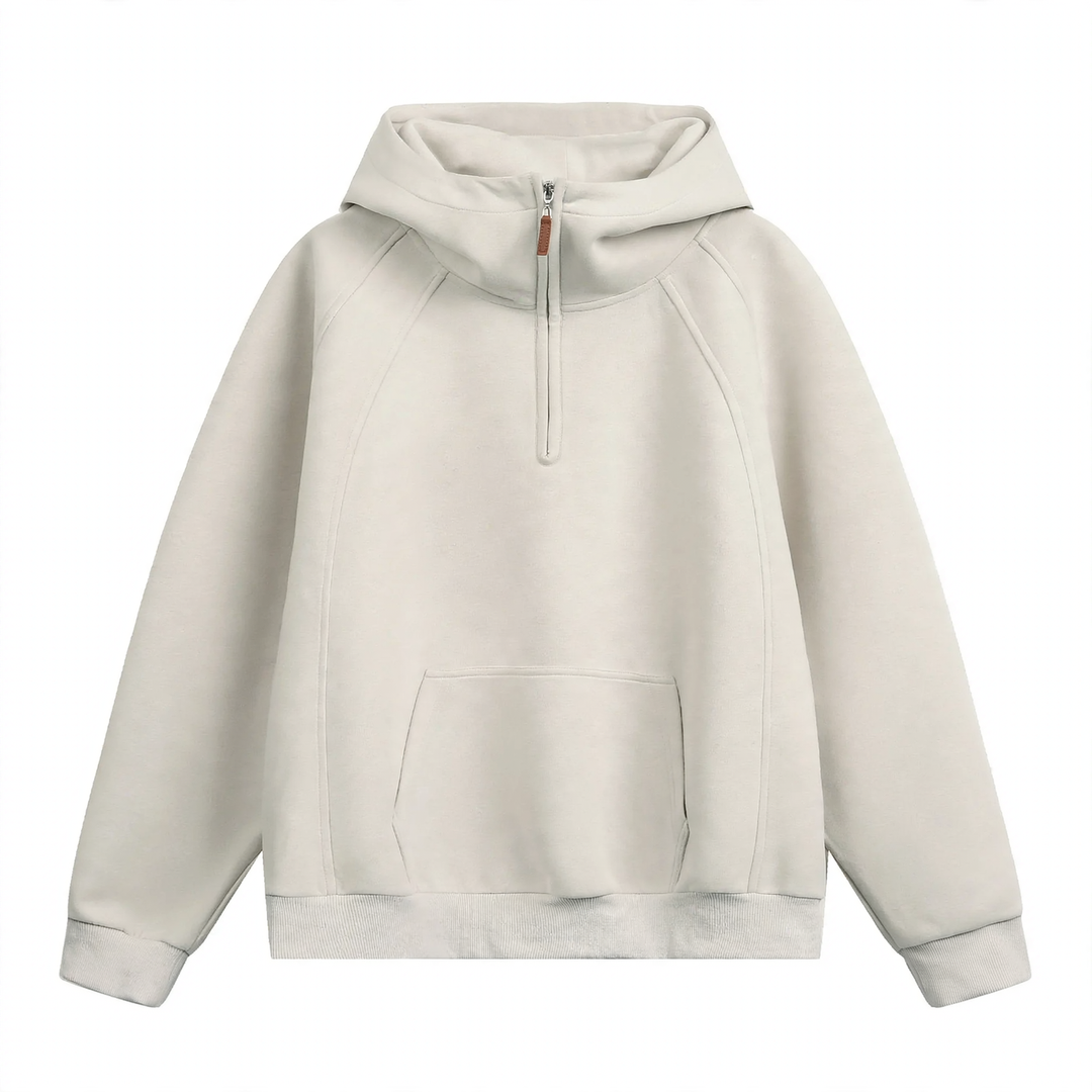 Unisex hoodie with zipper and stand-up collar