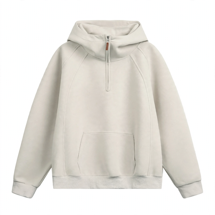 Unisex hoodie with zipper and stand-up collar